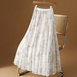 Two Sides Wear High-End Printed Dress Skirt Women's Spring And Summer 2025 New 100-Fold Skirt Mesh Dress