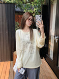 Fun Puppy Print Round-Neck Long-Sleeved T-Shirt For Women 2026 Summer Thin Loose Lazy Age-Proof Sunscreen Shirt Top