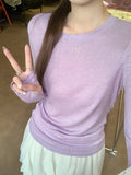 High-Grade Temperament Fragrant Taro Collar Long-Sleeved T-Shirt Girl Spring Wearing Slim Soft Slim Small Man Top