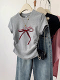 Pure Cotton Shoulder Short-Sleeved T-Shirt Women 2025 Summer New Design Sense Niche Wrinkles To Receive Thin Short Tops