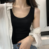 Anti-Walking Shading Lactose Thread Wide Shoulder Sling Vest Women Wearing Repair Inside The Bottom White Blouse