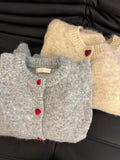 Grey Love Button Sweater Jacket Women's New High-End Sense Loose Collar Knitted Cardigan Top In Autumn