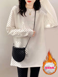 Medium-Long De-Yvel Bottomed Shirt Women In Autumn And Winter With Loosely Thicken Long-Sleeved T-Shirt Design Sense Top 2025 New