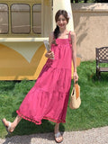 Dopamine Wears Sling Dress Summer 2026 New Sent With Sweet Seaside Holiday Loose Dress