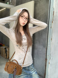 Korean Pure Desire V-Neck Collar Collar Collar Collared Collared Knitted Knitted Shirt 2026 Spring And Autumn Embroidery Repair Slime Inside Cloth