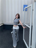Buntie Hollow Hottie Short-Sleeved T-Shirt Girl Summer Design Set Bump Color Micro-Horns Casual Pants Two Sets