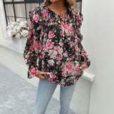 Dili Printed Shirt Women 2025 Autumn And Winter Femininity Commuting Long-Sleeved Shirt
