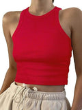2026 Women's Spring And Summer Short-Colored Solid Thread Sleeveless T-Shirt Vest Inside
