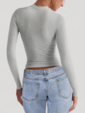 Dili Y2K Hottie Style Long-Sleeved Solid-Color Vest T-Shirt Women's Clothing 2025 Autumn And Winter