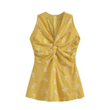 Design Sense Tucked Solid Color Sleeveless Hanging Neck Sling Vest Women Summer Seaside Waist Unique Temperament Outside The Coat