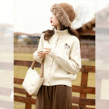 White Pony Turtleneck Sweater Cardigan Women's Autumn And Winter Languid Wind Loose High Sense Daily Commute Knitted Coat