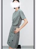 The New Short-Sleeved Shopkeeper Recommends The Quiet Luxury Craft Hand-Studded Romantic Flower Half-Dress Suit