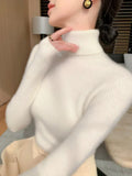 2025 New Spring And Autumn With Women's High-Collar Sweater In Autumn And Winter To Thicker Thick Cotton Knitting Bottom Shirt