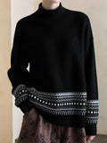 High Sense Of The Fair Island Wind Half-High Collar Long-Sleeved Knitted Shirt Women's Autumn And Winter New Fashionable Loose Warm Soft Glutinous Sweater