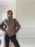 - Spring And Autumn Commuter Collar Buckle Short-Sized Coat Small Children's Style