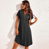 Spring And Summer Lady Home Dress Pyjamas Modale Short Sleeve V Neck Home Pajamas Dress