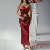 Dili 2025 Spring/Summer Dresses Casual Sexy Solid Color Suspension Dresses Evening Dresses