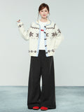 Mi-White Fair Island Plus Warm Sweater Coat Women's New Horn Buckle Knitted Cardigan Top