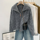 2025 Collar Thick Jasmine Sweater Zipper Coat Women Autumn And Winter High-End Feel Super Good Knitted Cardigan Top