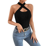 2025 New Self-Repair Cross-Hanging Sleeveless Shoulder Lady Sexy Vest Top