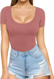 2025 Sexy Women's Low Round Collar Short-Sleeved T-Shirt T-Shirt