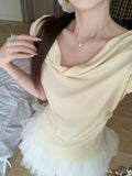 Korean Hottie Collar Collar Collar Collar Collar Collar Collared Short-Sleeved T-Shirt Girl Summer New Body Design Pure Lustful Blouse