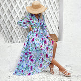 Dili Women's Clothing 2025 Spring And Summer Holiday Casual Crash Color Print V-Neck Dress
