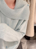 Design Sense Of A Small Gray Collar Wool Knitted Shirt Women's Early Autumn Temperament Is A Short And Irregular Cardigan Top