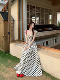 Design Sense Folded Small Flying Sleeves Retro Wave Dress Female Summer Temperament To Close The Waist Thin Seaside Holiday Dress