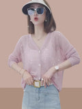 Unique Thin And Breathable Sneer Hollow Knitted Cardigan Summer New Leisure Sun Protection Shirt