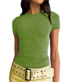 2025 Women's Long-Sleeved T-Shirt Spring And Autumn Solid-Colored T-Shirt T-Shirt Women's Street Dress Shirt Short