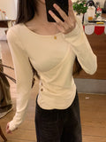 Korean Pure High-End Feeling Set Up Long-Sleeved Bottom Shirt Women's Spring And Autumn Irregular Chic Chic Top