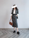 Spring New Suit Half Dress Suit Gray Dress Female Commute Simple H Version Open Skirt Long