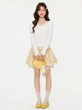 White V-Neck Bow Knitted Hollow Inside The Bottom Shirt Spring Long Sleeves To The Temperament Small Man Coat Woman
