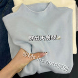 Super Fire Grape Purple Bottoming Shirt Woman's Charm Half-High Collar Inside Sweater Temperament Knitted Autumn And Winter Top