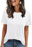 2025 Women's Round Neck New Casual Loose Solid Color Short-Sleeved T-Shirt