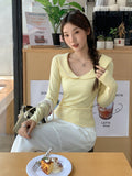Doll Collar Sweet Pure Color Long-Sleeved T-Shirt Girl Autumn New Pure Desire To Repair The Temperament Of Thin Shoulder Clothes