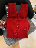 New Year's Christmas Red Button Love Sweater Cardigan Women Autumn And Winter Loose Soft Han Knit Coat