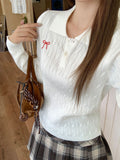 Korean Embroidery POLO Collar Design Long-Sleeved Knitted Shirt Women 2026 Early Autumn New Body Bottoming On The Top Of The Top