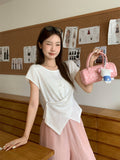 Korean Fashion Button-Neck Short-Sleeved T-Shirt Women 2026 Summer Slim Repair Body Beautiful Small Top