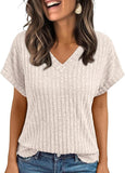 2025 Summer Blouse Women's Short-Sleeved Casual V-Necked T-Shirt