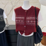Korean Literary And Artistic Temperament Knitted Vest Vest Women Spring And Autumn Folded Through The Horse Clip Niche Design Sweater Shoulder