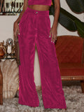 Exploding Women's Velvet Face High-End Loose Button Straight-Tight Broad-Legged Trousers Elegant Commute Leisure Trousers