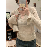 Purple Polo Collar Design Long-Sleeved Bottom Knitted Shirt Women Take Early Autumn Chic Age Reduction Top