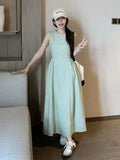 French Temperament First Love Pink Dress Women's Summer 2026 New Waistless Sleeveless Vest Long Dress