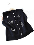 Small Scented Embroidered Sleeveless Vest Knitted Cardigan Women's Spring And Autumn Fat Vest Cover The Stomach Horse Clip Top