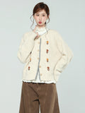 High-End Languid Wind Thick Embroidered Chinese Button Sweater Jacket Women 2026 Autumn And Winter Loose Round-Neck Long-Sleeved Knitted Open Shirt