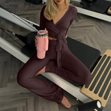 Dili Sports Style Long-Sleeved Top Yoga Pants Two Sets Of Women's Clothing 2025 Autumn And Winter