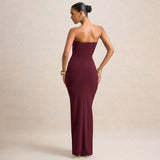 2025 Women's Autumn New Breast-Wearing Dress Solid-Colored Folds And Ribbon Dress