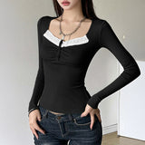Dire Y2K Hottie Lace Long-Sleeved Shirt T-Shirt Women's Clothing 2025 Autumn And Winter